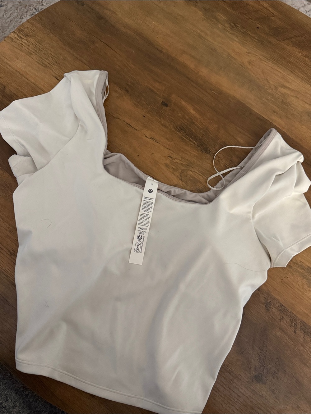 Lululemon Wunder Under Smooth Cover Scoop Neck Top - Bone (build in bra)